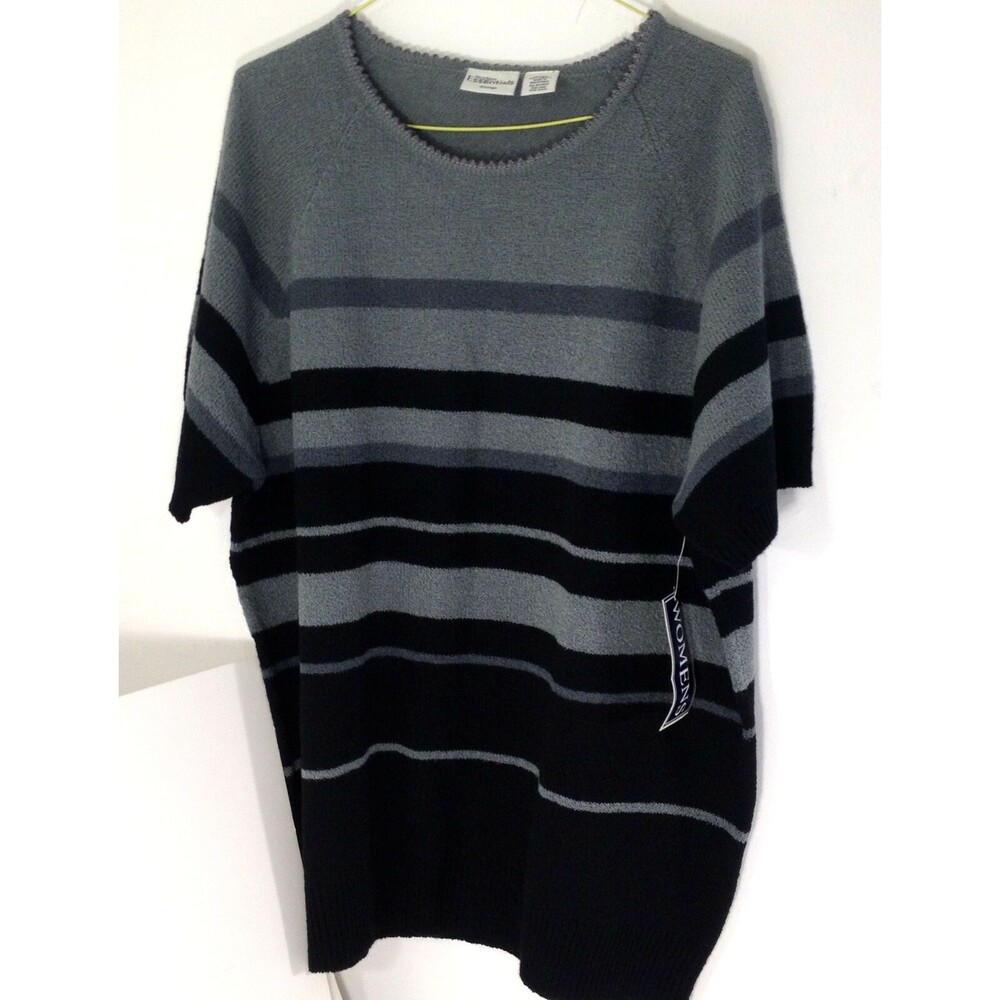 Vintage Modern Essentials Womens Sweater Top Black Grey NEW w/tag Size 16-18